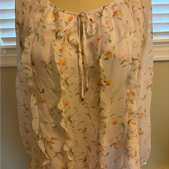 💥 WHBM Floral Chiffon Blouse BEAUTIFUL - Picture 4 of 10